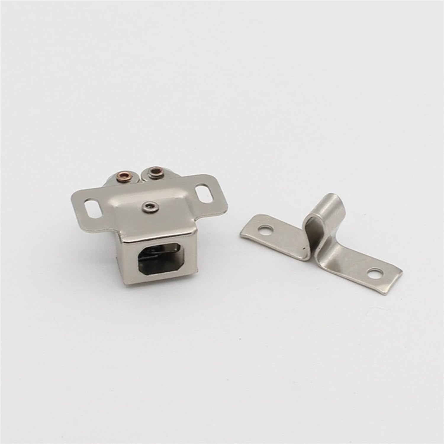 10Pcs Double Ball Roller Catches Cupboard Cabinet Door Latch Locks Hardware Tool Copper Double Roller Catch(Without Screws)(Nickel Plating)