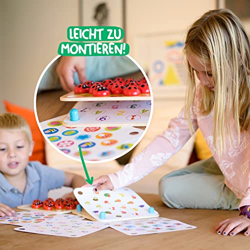 Nene Toys Marienkäfer-Garten – Gedächtnis Spiel aus Holz für Kinder im Alter von 3, 4, 5 Jahren mit 10 Lustigen Mustern… – Bild 4
