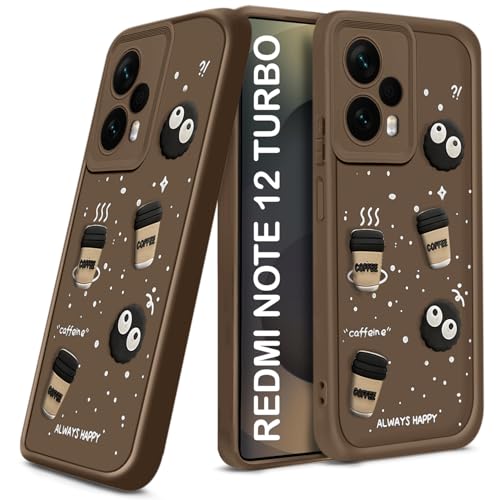 Image of TRUEUPGRADE Back Case Cover Compatible for Poco F5 5G / Redmi Note 12 Turbo | Cute Fun Cartoon 3D Ball | Coffee Silicone Case | Camera Protection | Body Protection | Shock Proof | Color Brown
