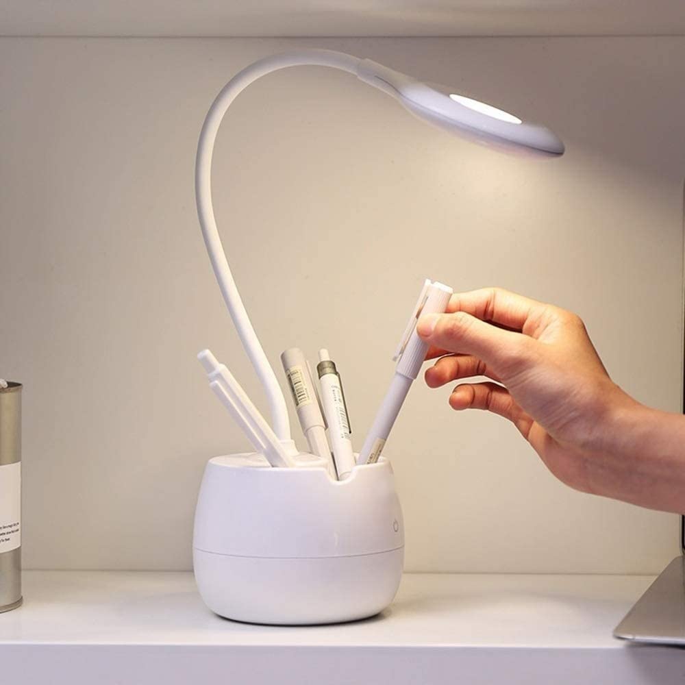 Habrur Klemmleuchte Schreibtischlampe LED-Schreibtischlampe Mit Stifthalter, Tischlampe, USB-Aufladung, Leselampe, Studentenwohnheim, Schreibtisch, Schreiblampe Leselampe Klemmlampe