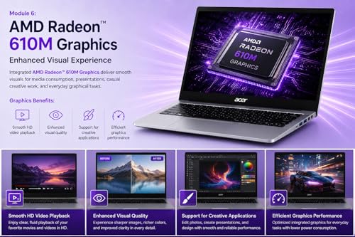 Image of Acer One 14 Z14-55M Thin and Light Laptop | AMD Ryzen 3 7320U | 8GB LPDDR5 /512GB NVMe SSD /Windows 11 Home & Ms-Office | 14-Inch HD Display, AMD Radeon 610M Graphics, Silver