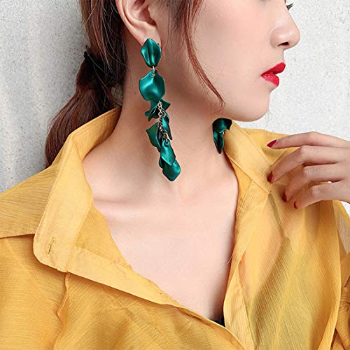 Image of Acrylic Rose Petal Drop Dangle Earrings Bohemian Resin Square /Oval /Hoop /Flower /Heart Statement Earrings for Women Gifts