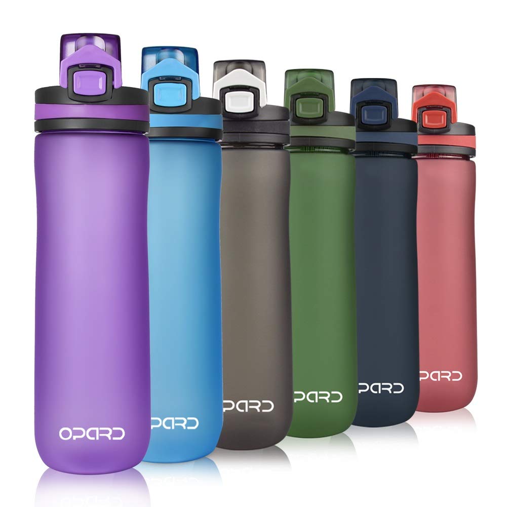 Opard Sports Water Bottle, 600ml BPA Free Non-Toxic Tritan Plastic Drinking Bottle with Leak Proof Flip Top Lid for Gym Yoga Fitness Camping