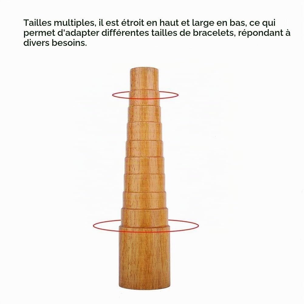 Mandrin de bracelet en bois, 29,6 cm/11,7 po Bâton de mesure de la taille du bracelet en bois Calibreur de bracelet en bois léger pour la réparation des déformations de bijoux