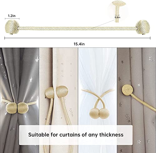 Image of HomeCloud Magnetic Curtain Tiebacks Curtain Drape Holdbacks Clips Rope Holder Buckles for Home Bedroom Office (1 Pair 2pcs) (Beige N)