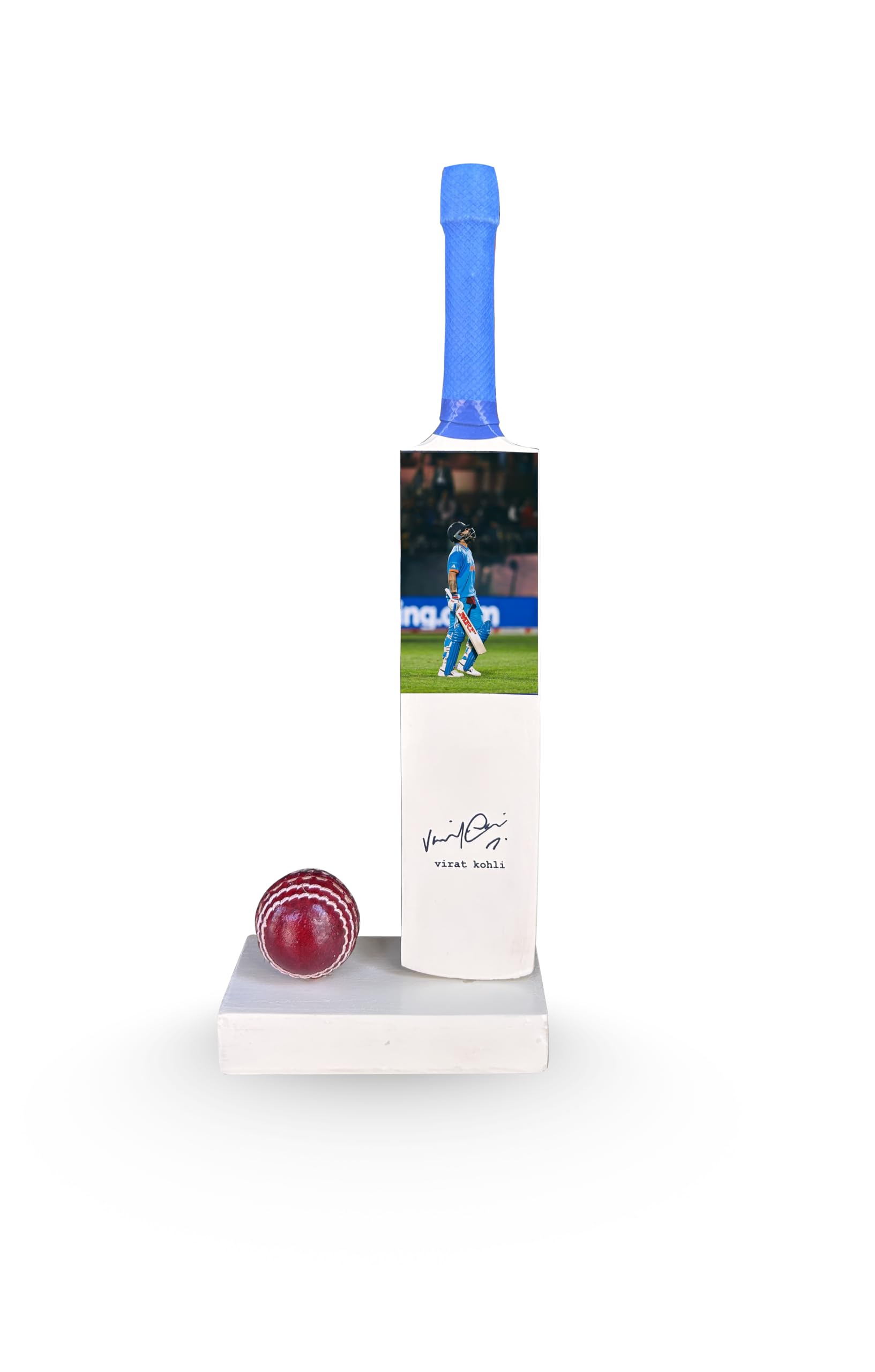 Decorative Cricket Miniature Set Virat kohli Autograph Printed (Not Original), Autographed Mini Bat with Display Stand and Ball, Sports Memorabilia Showpiece-image-40