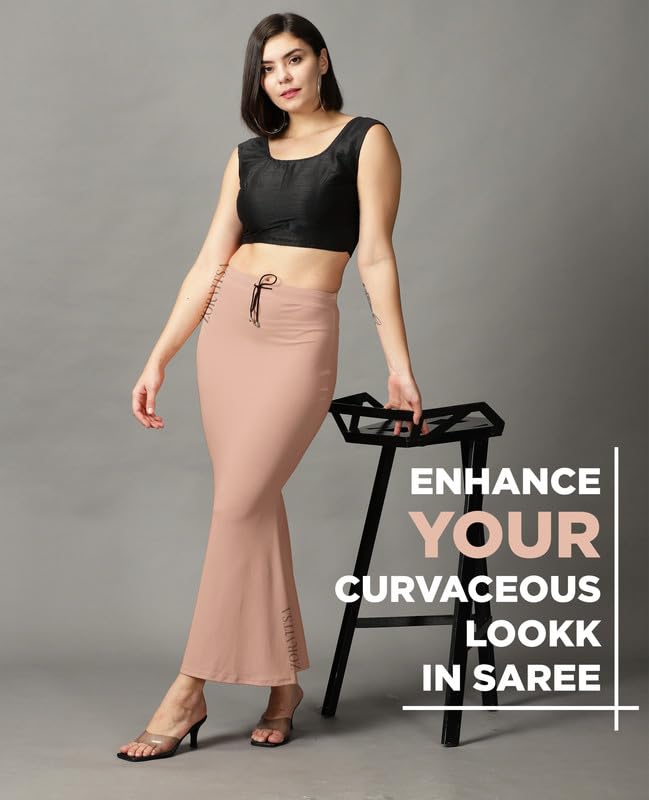 Image of ZORNITSA Cotton Lycra Saree Shapewear Petticoat for Women, Stretchable Saree Shaper Petticoat Inskirt, Shape wear Dress for Saree, Skirts