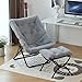 Givjoy Comfy Folded Chair with Ottoman, Oversized Folding Faux Fur Chair Soft Furry Lounge Lazy Chair with Metal Frame Moon Chair Accent Chair for Bedroom, Living Room, Dorm Rooms