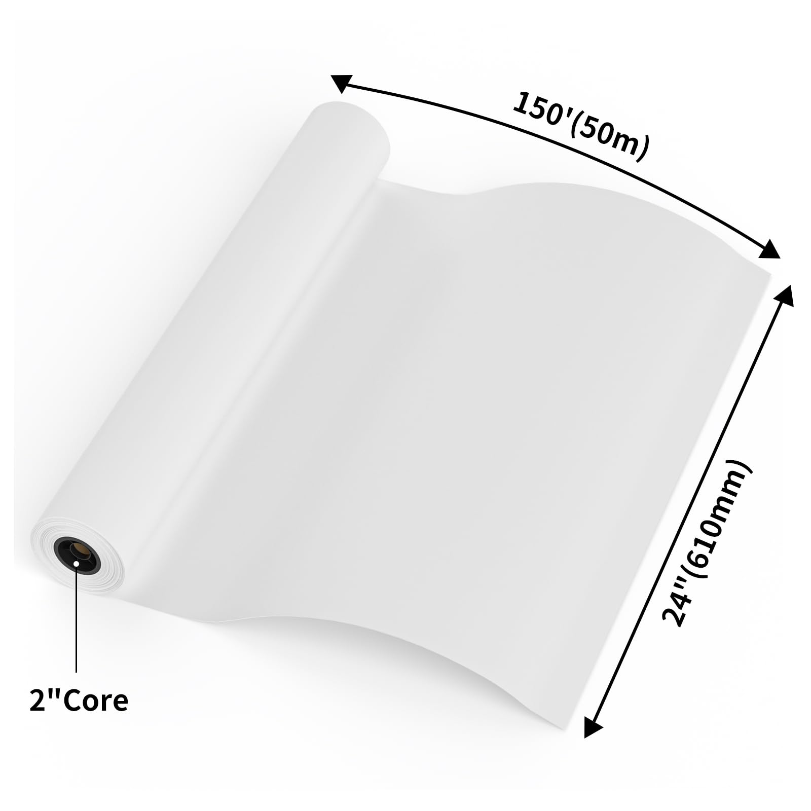 2 Rolle Plotterpapier Rolle, 80g/Rolle 610mm x 50M, 2 Zoll Kern, weißes Hochwertiges Papierrolle, Inkjet Plotter gestrichenes Universalpapier, für CAD-Ausdrucke/Baupläne/Zeichnungen Poster