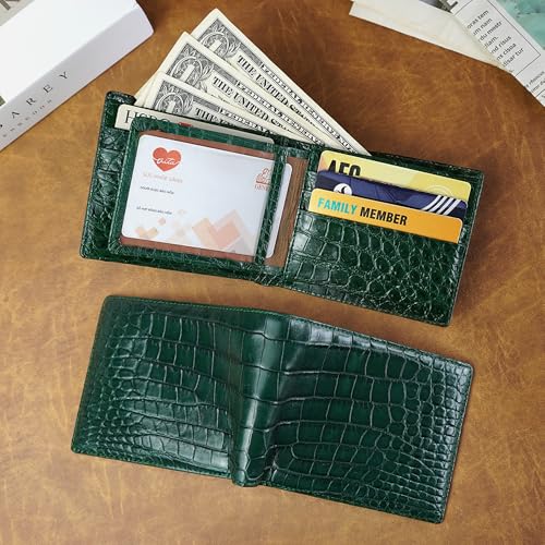 Image of HATA Men Leather Bifold Wallet RFID Blocking Front Pocket Exotic Billfold Handmade Gift For Birthday Wedding Anniversary Father's Day