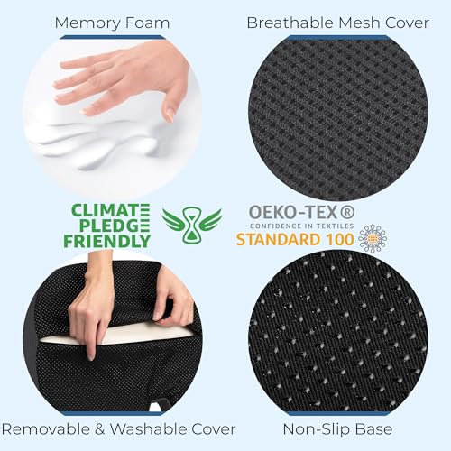 Image of 5 STARS UNITED Seat Cushion - Memory Foam Chair Cushion for Tailbone Pain Relief - Ergonomic Support for Coccyx, Sciatica & Butt - Office, Desk & Gaming Chair, Car Seat, Wheelchair, Dark Gray Mesh