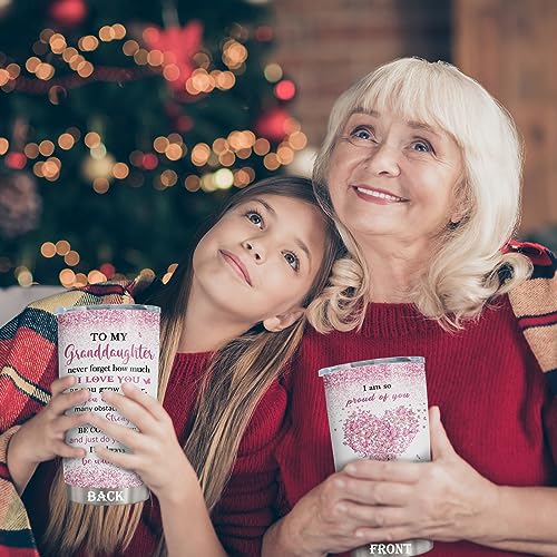 Image of ZANIION Granddaughter Gifts from Grandma, Granddaughter Gifts Tumbler, Great Gifts for Granddaughter, Granddaughter Birthday Graduation Gift from Grandparents, To My Granddaughter Coffee Cup 20oz 1PC