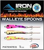 Walleye Spoon Fishing Lures, Iron Decoy, Multipack Bundle, Kit, Casting, Trolling, Jigging, Ice Fishing, Lake, River, Stream