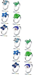 BESTYASH 12piezas Anillo Color Cambiante Para Joyería De Dedos Diseño De Animales Para Fiestas y Decoración Diaria Accesorio Creativo y Llamativo