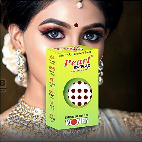 Image of Velvet Kumkum Bindi with 15 Flaps Box - Self Adhesive, Reusable for Women Ladies Girls (Size 7.5, Diameter 3mm, Dark Maroon)