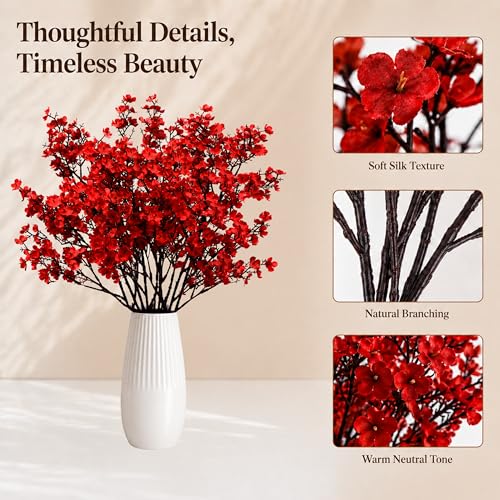 Image of Mandy's 6 Bundles Artificial Red Baby's Breath Flowers