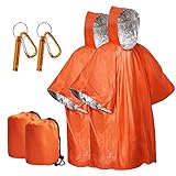 2PCS Poncho de Emergencia,Poncho de Supervivencia,Saco de Dormir Emergencia,Mantas Termica de Aluminio,Sacos de Vivac...