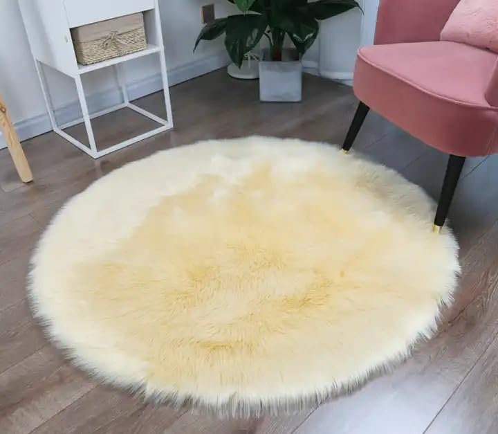 Vital Ultra-Soft Fluffy Rug Faux Sheepskin Fur Area Rug Shaggy Couch Cover Seat Cushion Furry Runner Area Rugs Soft Fluffy Carpets For Living room Size:(60x60 cm)