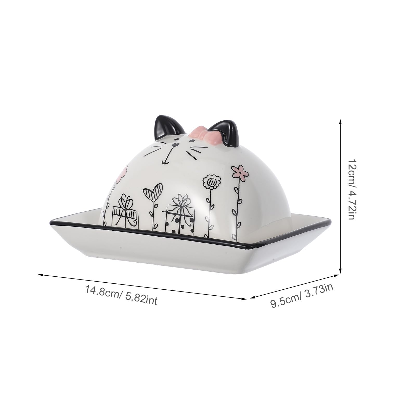 LALAFINA Beurrier en Céramique Cuisine avec Couvercle Motif Chat