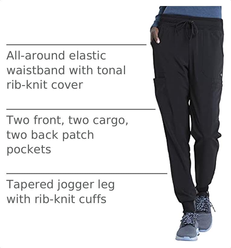 EDS Essentials Jogger Scrubs for Women, Drawstring Scrub Pants DK065T, S Tall, Black - image 4