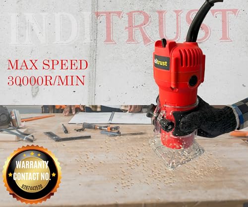 Image of Inditrust Professional Palm Router 30000 RPM 6.35mm Trimmer 700W Machine Tool with 6 Bits for Wood Working 6 MONTHS WARRANTY