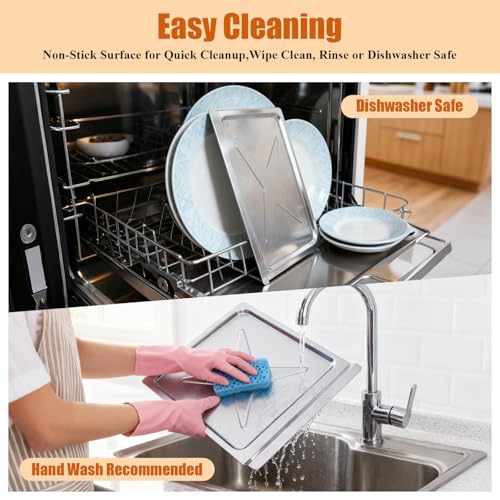 Image of Uniflasy Crumb Tray Replacement for Emeril Lagasse 26 Qt Extra Large French Door Air Fryer, Crumb Tray with 4 Pcs Oven Liners Accessories for Emeril Lagasse 26 Qt Air Fryer