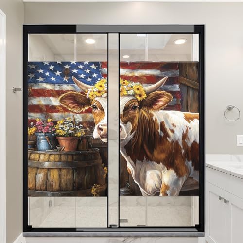 Vinilo decorativo para ventana Abstract Barn Cow 17.7x23.6 in x2 miniatura 6