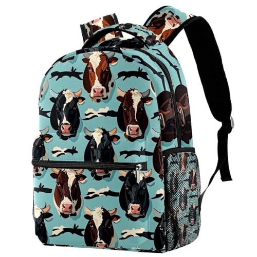Sac à dos ultra léger têtes de vache bleu - Tissu durable pour adolescentes et voyage