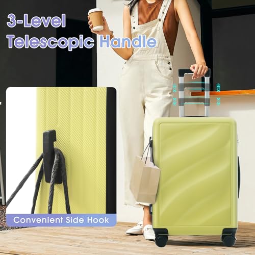 Merax Luggage Set 3 Piece, Hardshell ABS Suitcases with Spinner Wheels, Lightweight Durable TSA Approved Carry-on & Checked Luggage for Travel (20"/24"/28")4