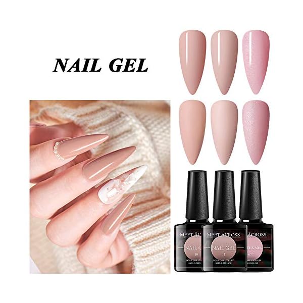 Funkeln Gel Nagellack Set 3 Farben Nackt Rosa Gel Polish Kit Ablösen UV LED Lampe Nagelpolitur Gel Grundierung… – Bild 4