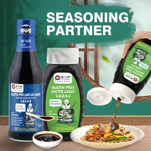 Image of Sauce Grandmaster Premium Soy Sauce & Oyster Sauce Combo - Double Delicious for Braising, Stewing, Dipping & Stir-Frying, Perfect Taste Enhancer (8.5oz + 13.5oz)