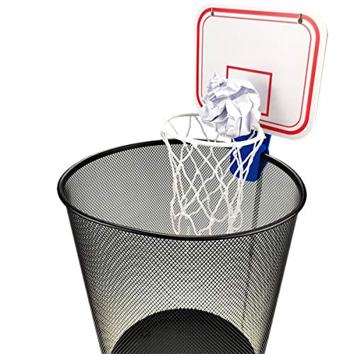 TaktZeit Office Basketball Hoop Clip for Trash Can Basketball Game Small Basketball Board Clip for Waste Basket in Restroom Bed Room Bathroom and Office (Blue Clip, 6.3" x 7.9")