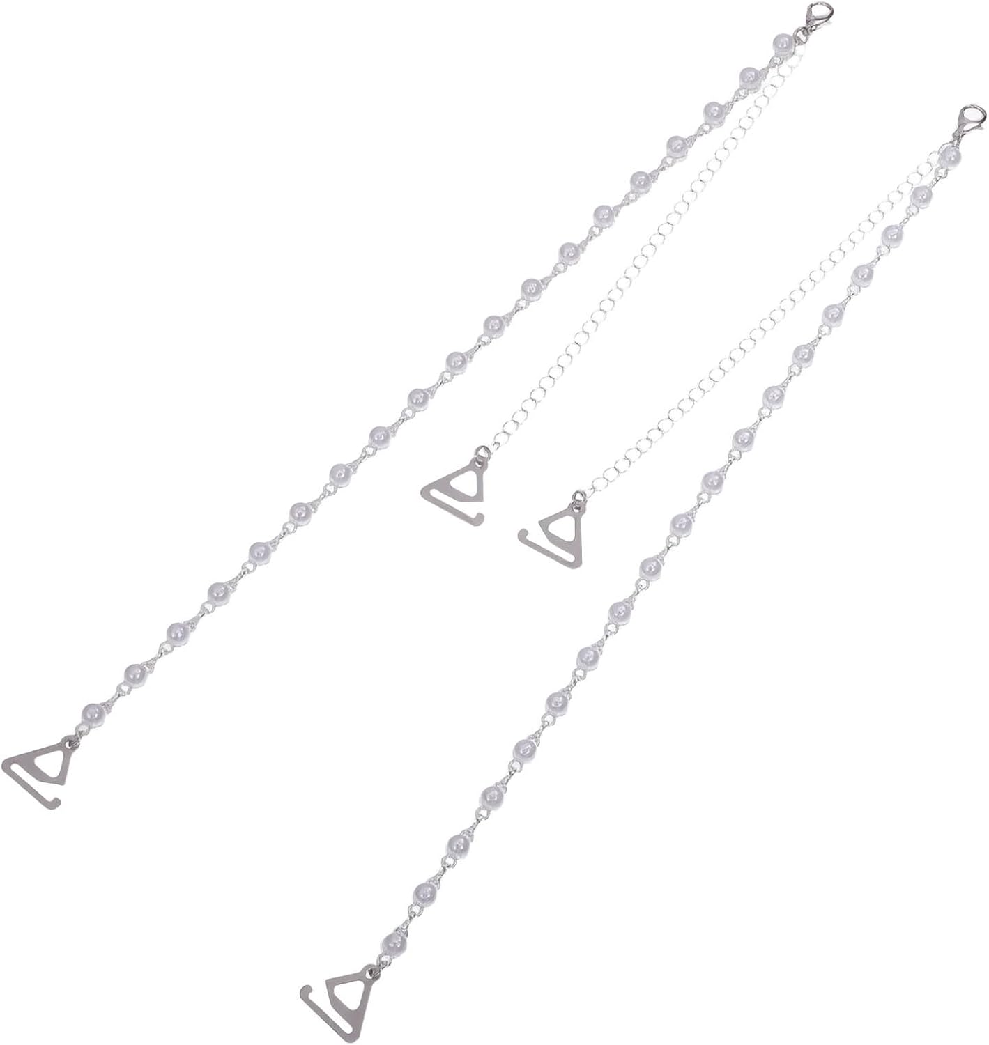 Pearl Shoulder Straps Alloy Bra Decor for Dresses, Silver