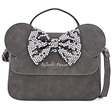 Loungefly x Minnie Mouse Sequin Bow Crossbody Bag, Grey, 11.5' x 8.5' x 3.5'