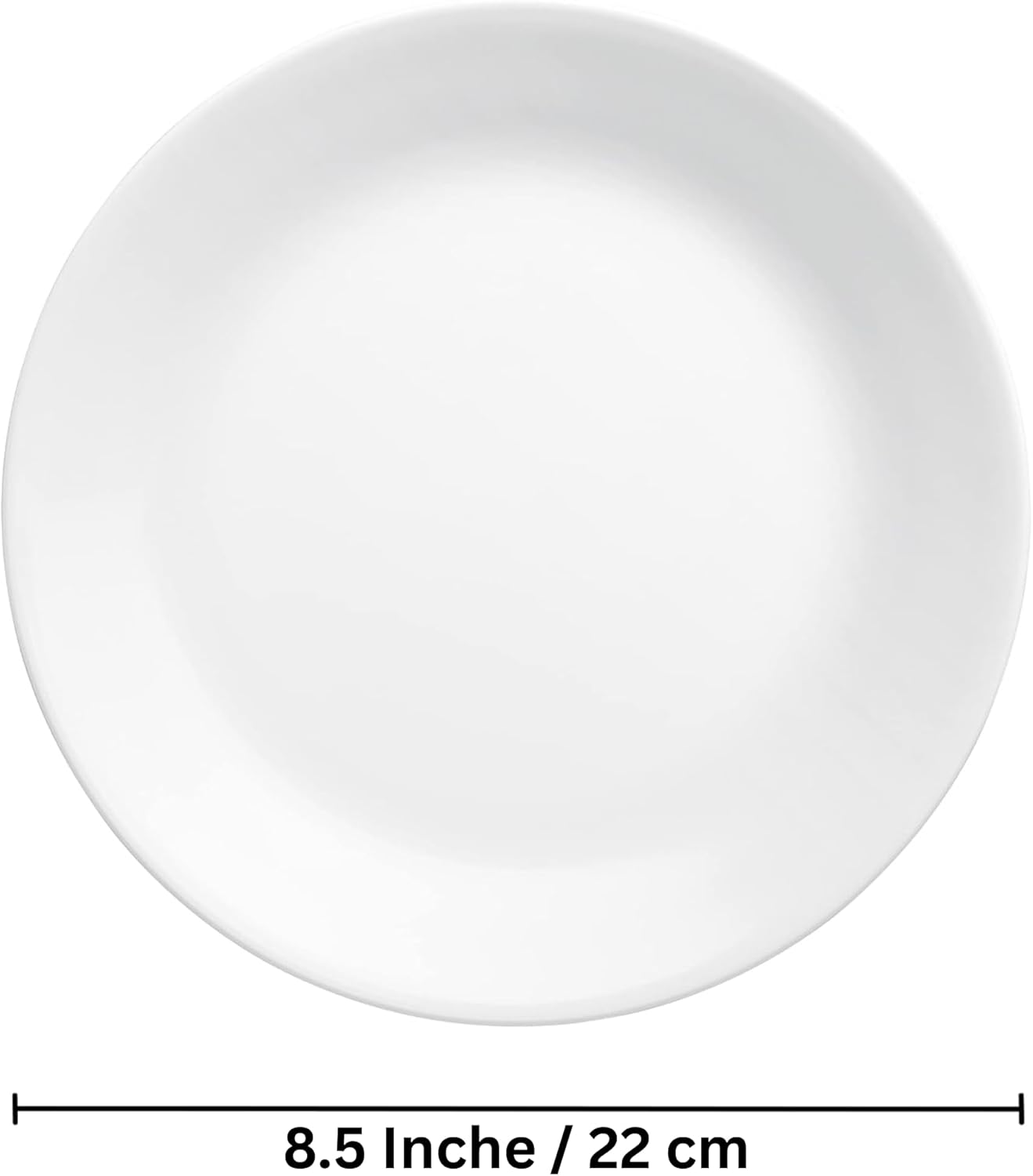 Corelle 8.5-Inch Lunch Plates, Set of 6, Lightweight Vitrelle Glass, Chip & Crack Resistant, Dishwasher & Microwave Safe, White