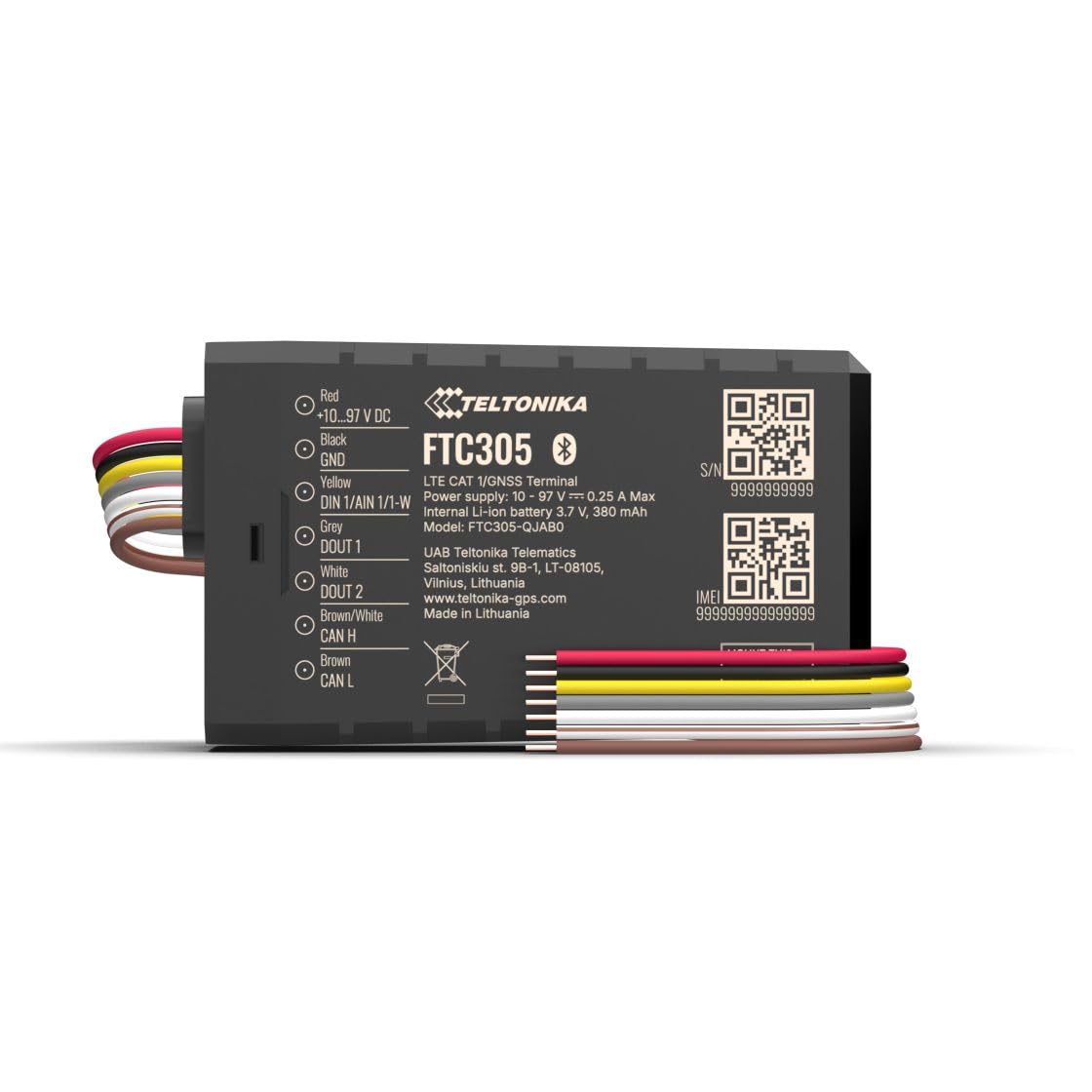 Teltonika FTC305 - Localizzatore GPS 4G LTE Cat 1 per veicoli elettrici, lettura CAN Bus, design compatto OEM