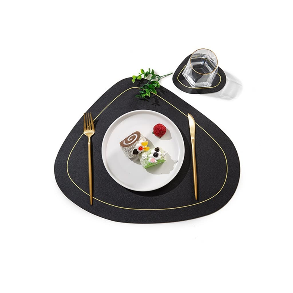 IANSHFKN Oval PU Leather Placemat Table Mat Home Hotel Western 6 Pcs Kitchen Accessorie