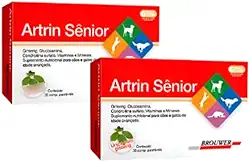 2 Artrin Sênior Cães Cão Cachorros Idosos Suplemento Ginseng 30 Cp Kit