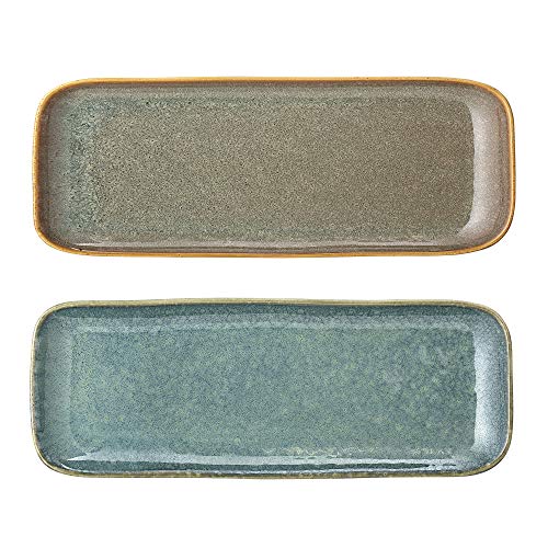 Bloomingville Servierteller Aime, blau braun, Keramik, 2er Set, 82043425