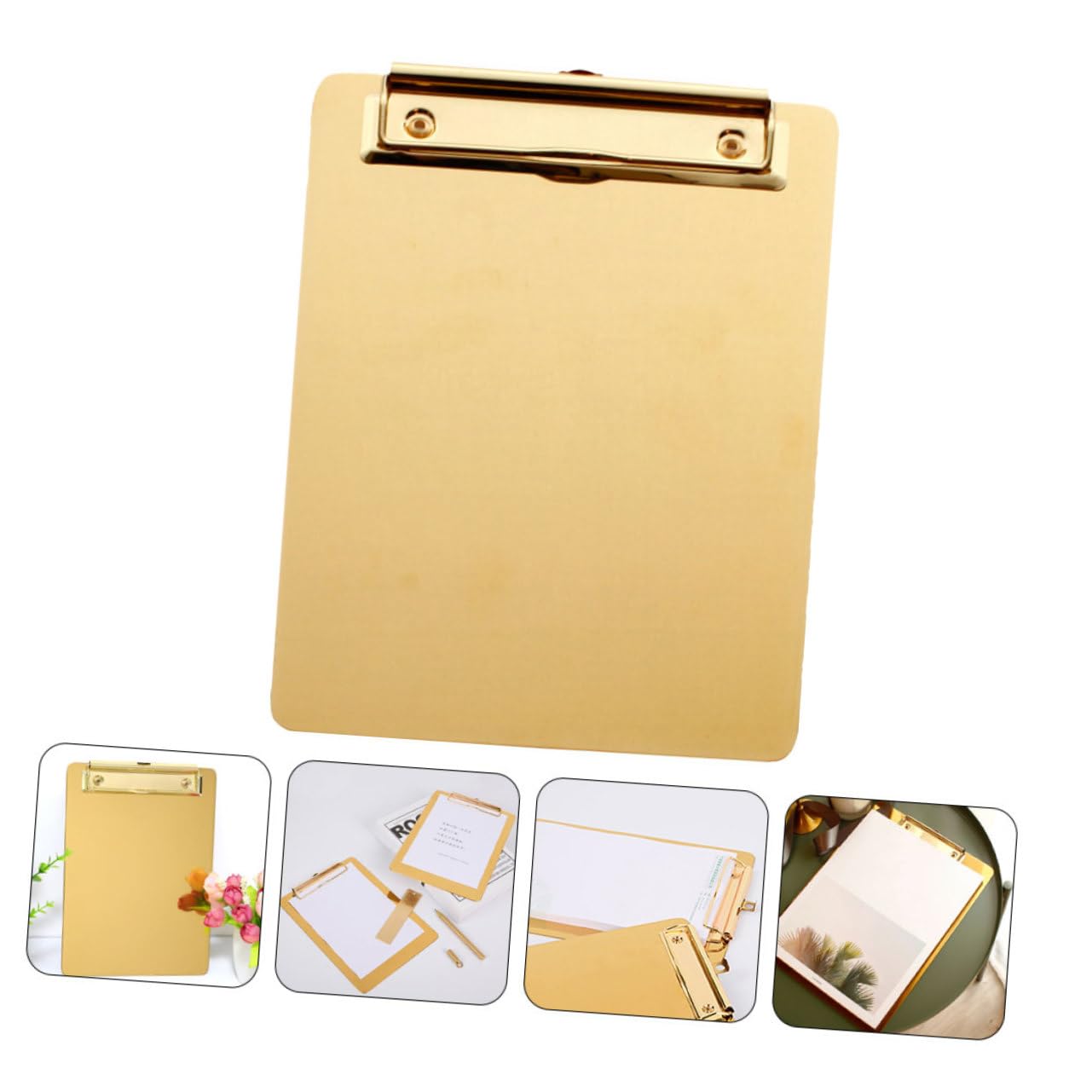 Operitacx 2 Stück Klemmbretter aus Edelstahl A5 mit Goldener Oberfläche Verschleißfest und Elegant zur Dokumentenorganisation im Büro