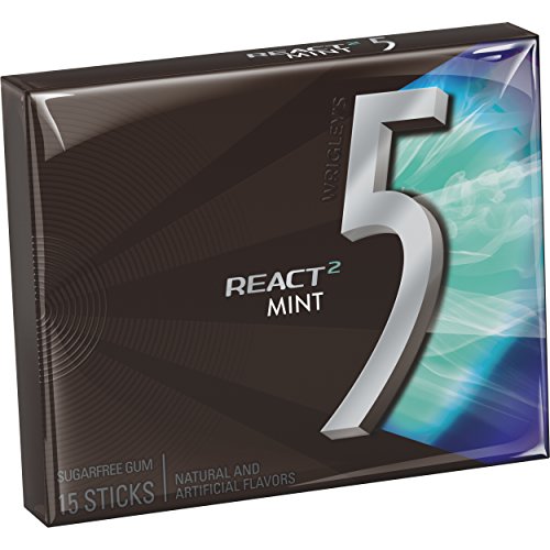 Image of 5 GUM React Mint Sugar Free Chewing Gum Bulk Pack Intense, Long-Lasting Flavor 15 Count (Pack of 20)