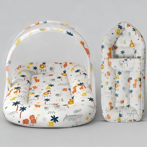 Image of StarAndDaisy 2-in-1 Baby Sleeping Bag with Mosquito Net for Newborn -Soft & Breathable Cotton Sleeping Sack Cum Wrapper /Foldable Bag for Baby Protection /Infant (0-12 Months) (Lion Print)