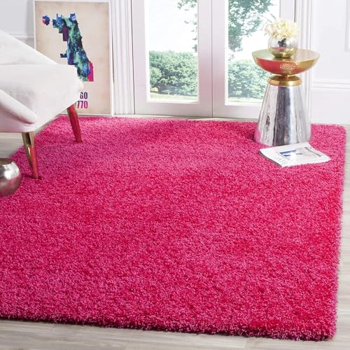 Image of Solid Shaggy Carpets and Rugs for Bedroom Drawing Room 9x12 Feet Pink Color