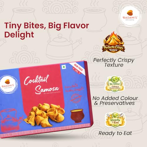 Image of Badami's Cocktail Samosa 300g with Complimentary Rakhi | Crunchy & Delicious Mini Samosa Snack | Traditional Indian Namkeen | Raksha Bandhan Gift Pack | Festive Combo