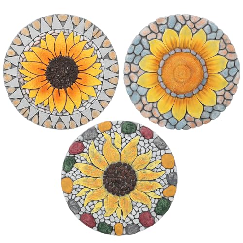 3 Pack Sunflower Stepping Stone, 10 Inch Decorative...