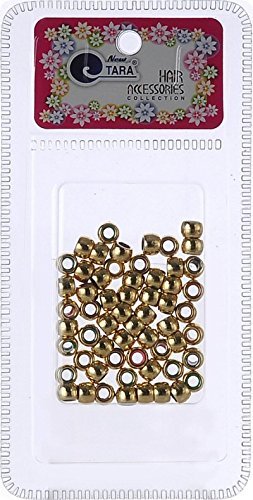 Tara Assorted Colors Plastic Beads Selection for Braid Hair (200 Pieces, GOLD)