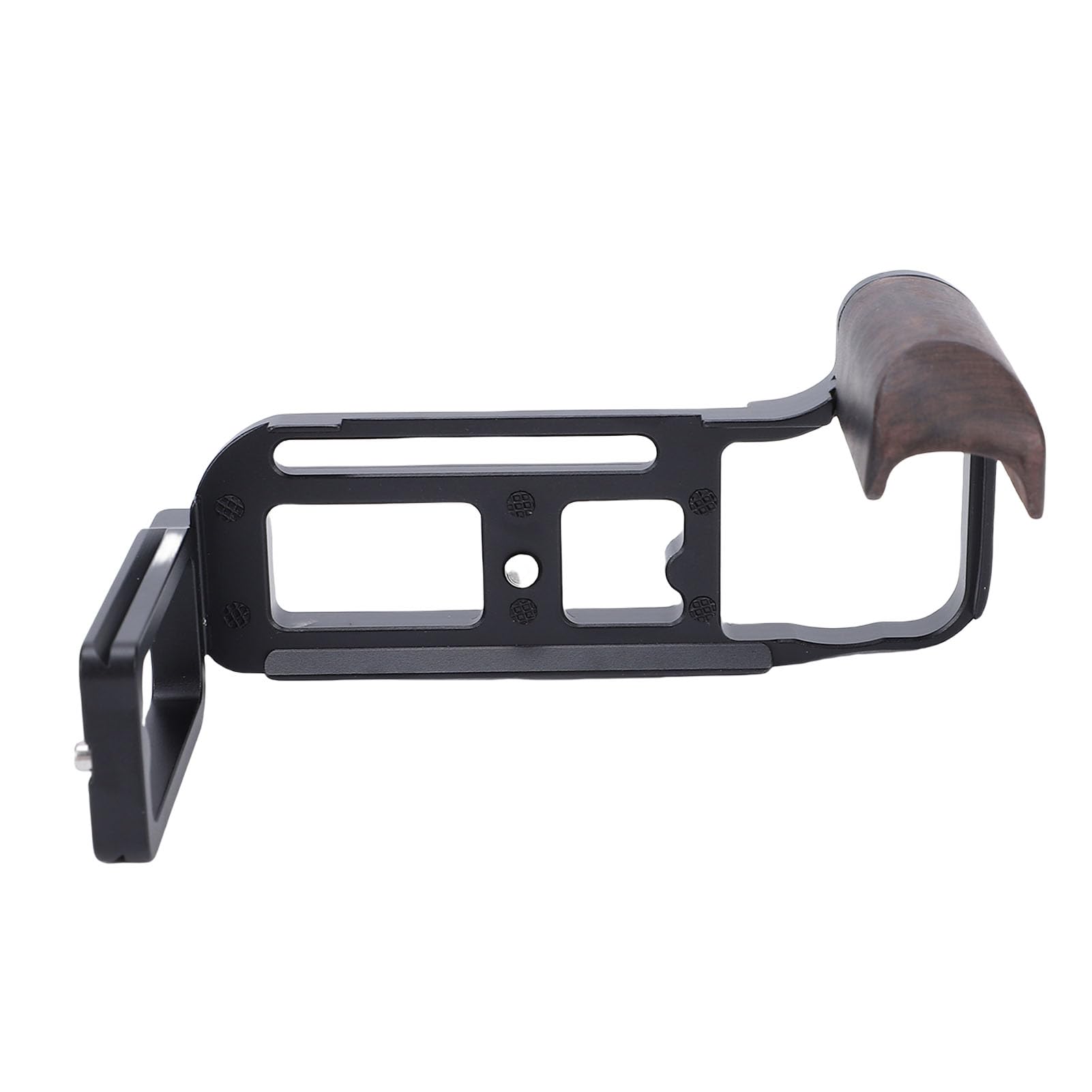 Piastra a L per Impugnatura della Fotocamera, Staffa a L per Impugnatura in Legno a Sgancio Rapido, Piastra di Montaggio per Treppiede con Cuscinetto Antiscivolo, Foro per Vite da 1/4 (BLACK)