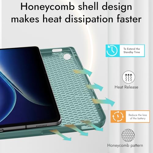 Image of Robustrion Cover for OnePlus Pad Go 2 12.1 inch Cover Case with Pencil Holder, Trifold Cover Case for OnePlus Pad Go 2 Tablet Cover [Auto Sleep Wake Support] - Dark Green
