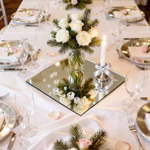 Centros de mesa de espejo acrílico de 8 pulgadas para bodas y banquetes elegantes, pack de 16 6