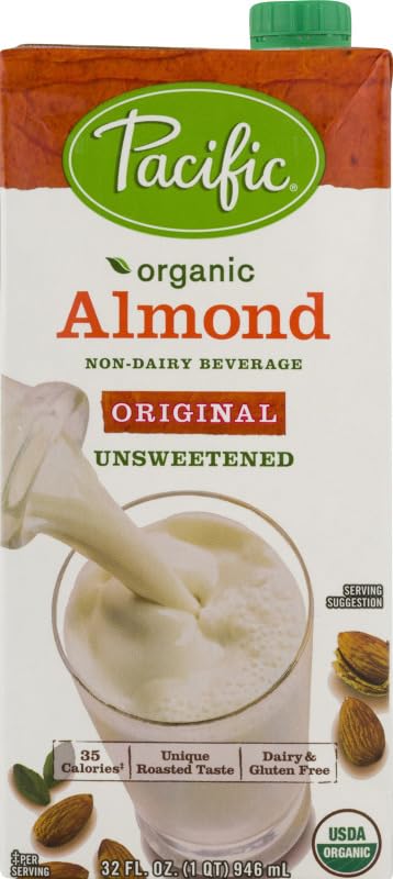 Pacific Foods Organic Original Almond Milk,Unsweetened,32 Oz. (10 packs)
